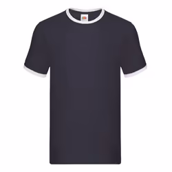 Fruit of the Loom Mens Ringer Contrast T-Shirt - S, Navy/White