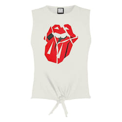 Amplified Womens/Ladies Hackney Diamonds Tongue The Rolling Stones Vintage Crop Top - L, White
