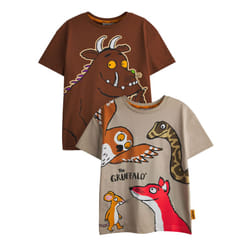 The Gruffalo Boys Characters Short-Sleeved T-Shirt (Pack of 2) - 2-3 Years, Brown