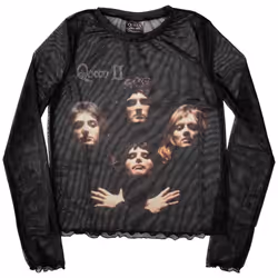 Queen Womens/Ladies Bo Rhap Classic Mesh Crop Top - XXL, Black