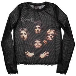 Queen Womens/Ladies Bo Rhap Classic Mesh Crop Top - XXL, Black