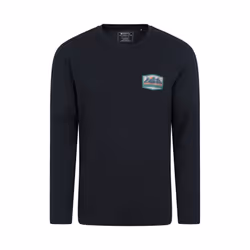 Mountain Warehouse Mens Badge Organic Long-Sleeved Top - XS, Navy