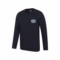 Mountain Warehouse Mens Badge Organic Long-Sleeved Top - XS, Navy