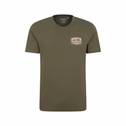 Mountain Warehouse Mens Badge Organic T-Shirt - XXS, Khaki Green
