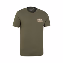 Mountain Warehouse Mens Badge Organic T-Shirt - XXS, Khaki Green