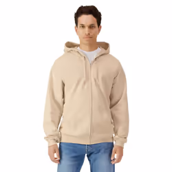 Gildan Mens Softstyle Fleece Midweight Full Zip Hoodie - S, Sand