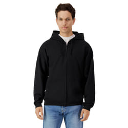 Gildan Mens Softstyle Fleece Midweight Full Zip Hoodie - XL, Black