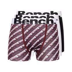 Bench Mens Mendes Boxer Shorts (Pack of 3) - S, Red/White/Black