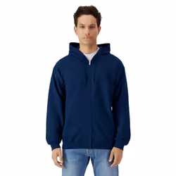 Gildan Mens Softstyle Fleece Midweight Full Zip Hoodie - L, Navy