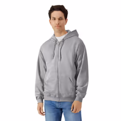Gildan Mens Softstyle Midweight Full Zip Hoodie - XL, Sports Grey