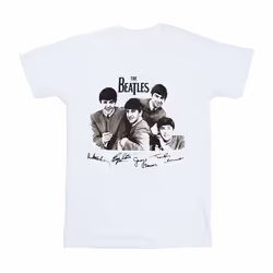 The Beatles Unisex Adult Signature T-Shirt - XL, White