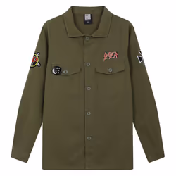 Amplified Mens Slayer Military Overshirt - M, Khaki Green