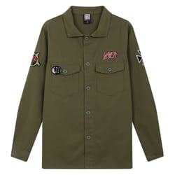Amplified Mens Slayer Military Overshirt - M, Khaki Green