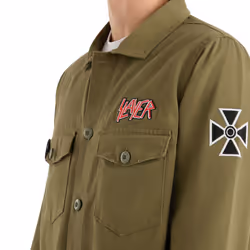 Amplified Mens Slayer Military Overshirt - M, Khaki Green