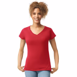 Gildan Womens/Ladies Soft Style V Neck T-Shirt - M, Cherry Red