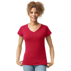 Gildan Womens/Ladies Softstyle V Neck T-Shirt - 10 UK, Cherry Red