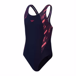 Speedo Girls Hyperboom Splice Muscleback One Piece Swimsuit - 5-6 Years, Navy/Pink