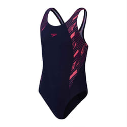 Speedo Girls Hyperboom Splice Muscleback One Piece Swimsuit - 5-6 Years, Navy/Pink