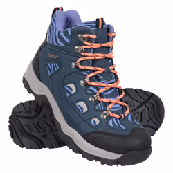 Mountain Warehouse Womens/Ladies Adventurer Leopard Print Faux Suede Waterproof Walking Boots - 6 UK, Navy