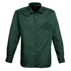Premier Mens Poplin Long-Sleeved Shirt - 14.5 in, Bottle Green
