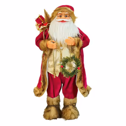 Premier Standing Santa with Glasses Decoration - 40cm, Burgundy