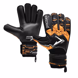 Precision Childrens/Kids Fusion X Roll Finger Protect Roll Finger Goalkeeper Gloves - 6, Black/Fluorescent Orange/White