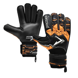 Precision Childrens/Kids Fusion X Roll Finger Protect Roll Finger Goalkeeper Gloves - 6, Black/Fluorescent Orange/White