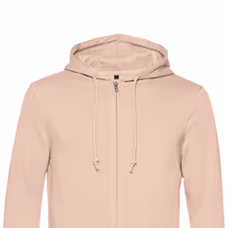 B&C Mens Organic Zipped Hoodie - S, Soft Rose