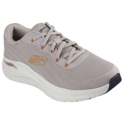 Skechers Mens 2.0 Road Wave Arch Fit Wide Trainers - 8 UK Wide, Taupe/Orange