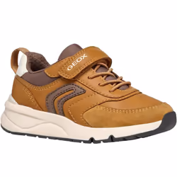 Geox Boys Rooner Trainers - 11 UK Child, Dark Yellow/Coffee