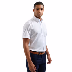 Premier Mens Signature Short-Sleeved Shirt - 21in, White
