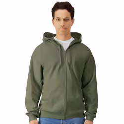 Gildan Mens Softstyle Midweight Full Zip Hoodie - S, Military Green
