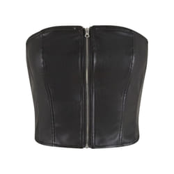 Urban Classics Womens/Ladies Synthetic Leather Bandeau Top - S, Black