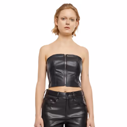 Urban Classics Womens/Ladies Synthetic Leather Bandeau Top - S, Black