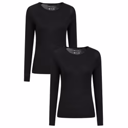 Mountain Warehouse Womens/Ladies Merino Wool Round Neck Base Layer Top (Pack of 2) - 26 UK, Black