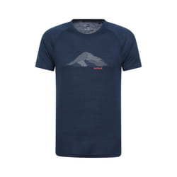 Mountain Warehouse Mens Quest Printed Merino Blend Thermal Top - XXS, Dark Blue