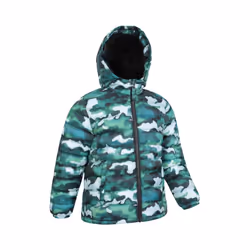 Mountain Warehouse Childrens/Kids Seasons Camo Faux Fur Lined Padded Jacket - 13 Years, Green