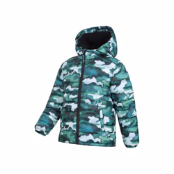Mountain Warehouse Childrens/Kids Seasons Camo Faux Fur Lined Padded Jacket - 13 Years, Green