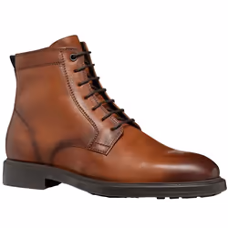 Geox Mens Tiberio Patent Leather Ankle Lace Up Boots - 7 UK, Cognac