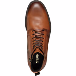 Geox Mens Tiberio Patent Leather Ankle Lace Up Boots - 7 UK, Cognac