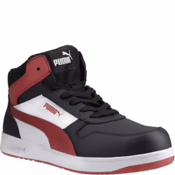 Puma Safety Mens Frontcourt Leather Shoes - 6 UK, Black/Red