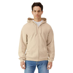 Gildan Mens Softstyle Fleece Midweight Full Zip Hoodie - 4XL, Sand