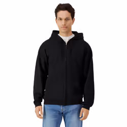 Gildan Mens Softstyle Fleece Midweight Full Zip Hoodie - 4XL, Black
