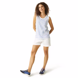 Regatta Womens/Ladies Fariah Striped Sleeveless T-Shirt - 8 UK, White/Sonic Blue