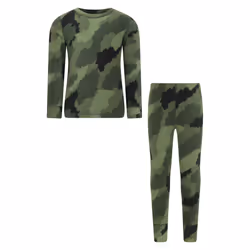 Mountain Warehouse Childrens/Kids Camo Polar Fleece Base Layer Set - 3-4 Years, Khaki Green