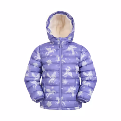 Mountain Warehouse Childrens/Kids Seasons Unicorn Faux Fur Lined Padded Jacket - 9-10 Years, Dusky Purple