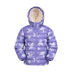 Mountain Warehouse Childrens/Kids Seasons Unicorn Faux Fur Lined Padded Jacket - 9-10 Years, Dusky Purple