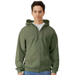 Gildan Mens Midweight Soft Touch Full Zip Hoodie - 4XL, Military Green