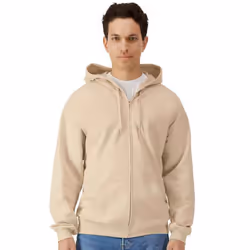 Gildan Mens Midweight Soft Touch Full Zip Hoodie - XXL, Sand