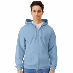 Gildan Mens Midweight Soft Touch Full Zip Hoodie - 4XL, Stone Blue